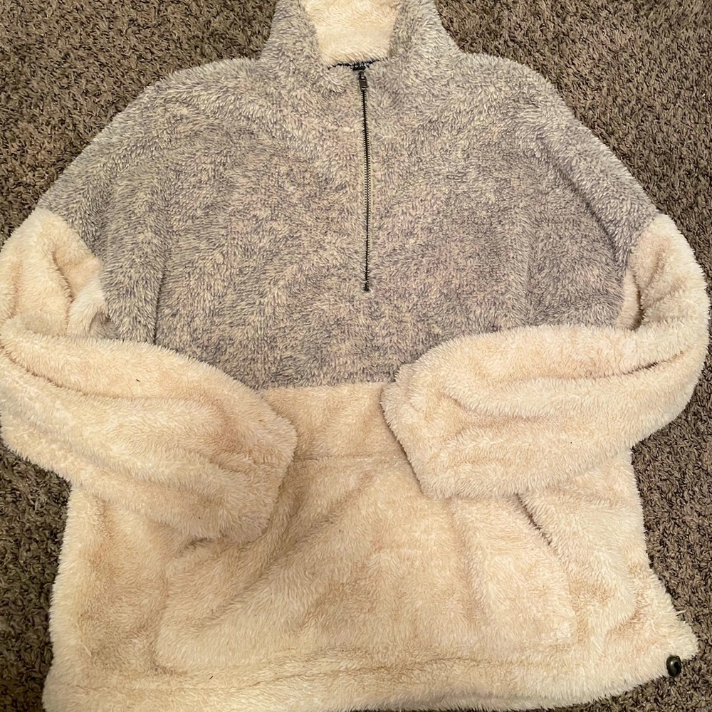 quarter zip fuzzy jacket